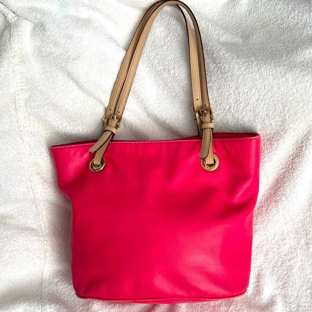 Coral Leather Michael Kors Tote Bag